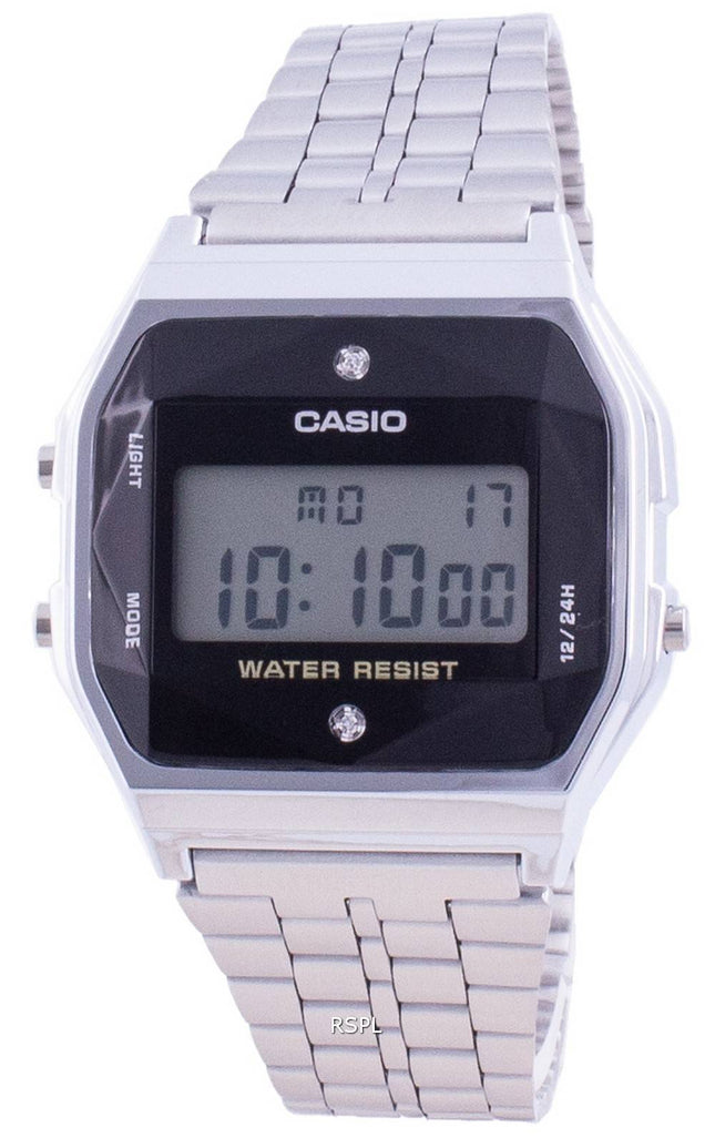 Casio Youth Vintage Diamond Accents rustfrit stål A159WAD-1 A159WAD-1 Unisex ur