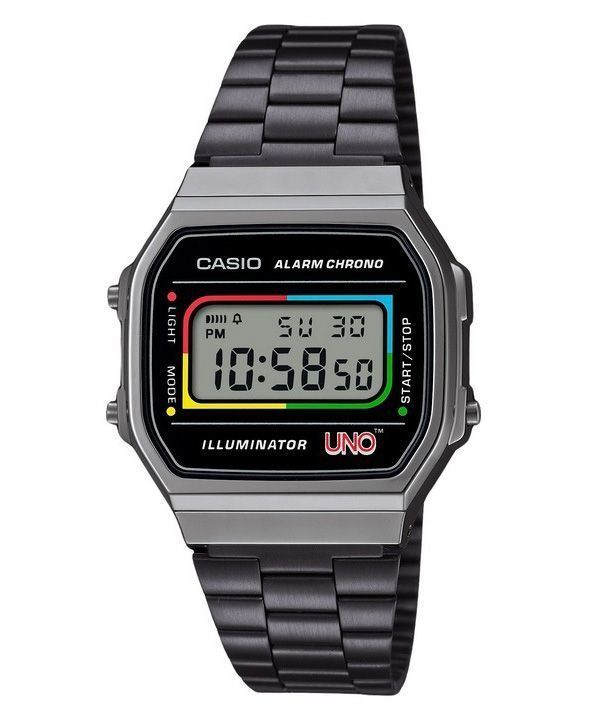 Casio Vintage Digital UNO Collaboration Model Rustfrit stål Armbånd Quartz A168WEUC-1A Unisex ur