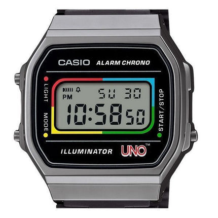 Casio Vintage Digital UNO Collaboration Model Rustfrit stål Armbånd Quartz A168WEUC-1A Unisex ur