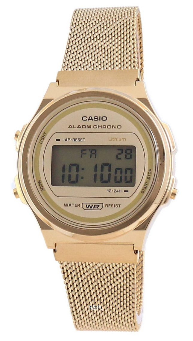 Casio Youth Vintage guldfarvet rustfrit stÃ¥l Digital A171WEMG-9A Unisex ur