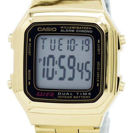 Casio Digital rustfrit stål Alarm Chrono Dual tid A178WGA-1ADF A178WGA-1A Herreur
