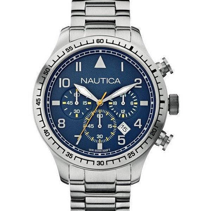 Nautica Chronograph blå urskive rustfrit stål A18713G Herreur
