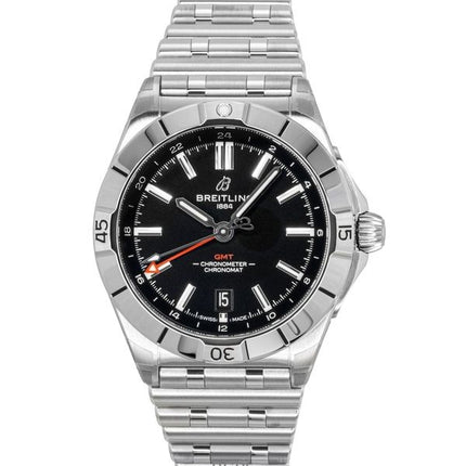 Breitling Chronomat GMT rustfrit stål sort urskive automatisk dykkerur A32398101B1A1 200M herreur