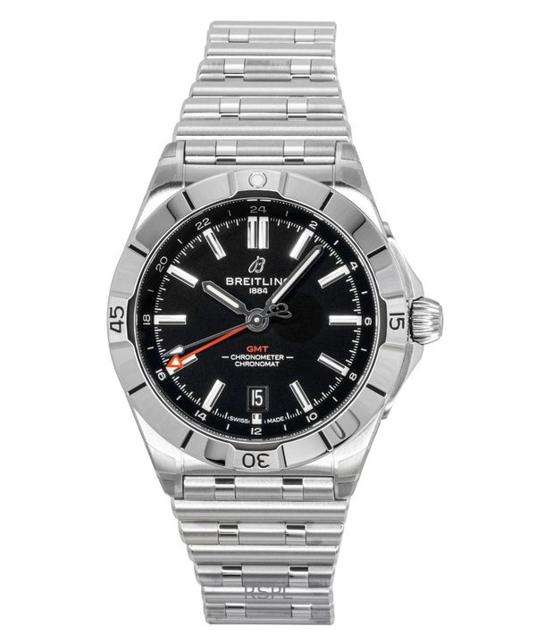Breitling Chronomat GMT rustfrit stål sort urskive automatisk dykkerur A32398101B1A1 200M herreur