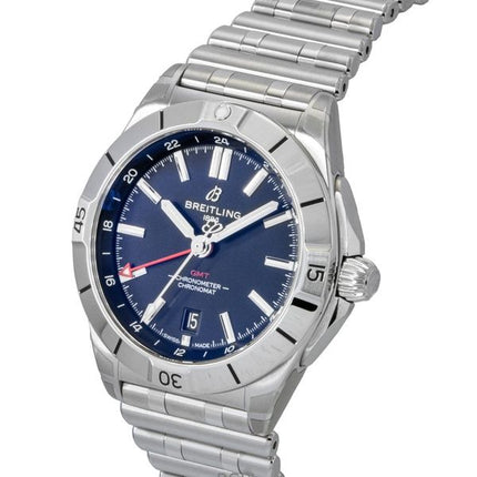 Breitling Chronomat GMT rustfrit stål sort urskive automatisk dykkerur A32398101B1A1 200M herreur