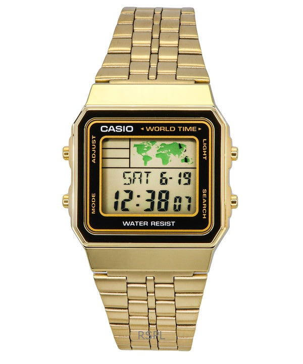 Casio Digital rustfrit stål verden tid A500WGA-1DF A500WGA-1 Herreur
