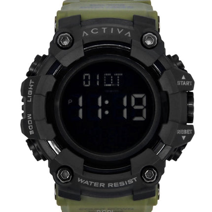 Invicta Activa Digital Army Green Polyurethanrem Sort Skive Quartz ACW1968-002 Herreur