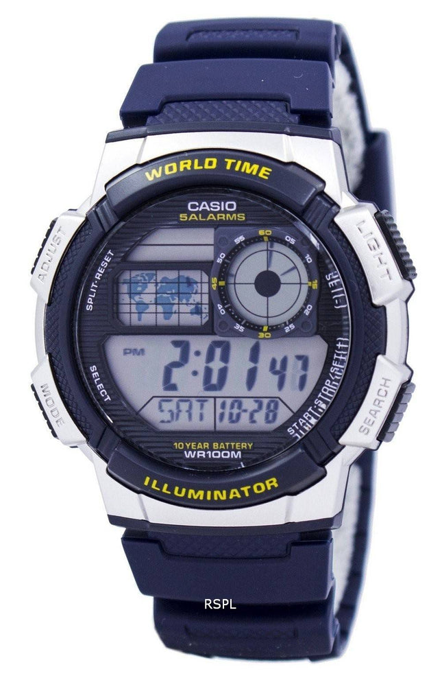 Casio Illuminator verden tid Alarm AE-1000W-2AV Herreur