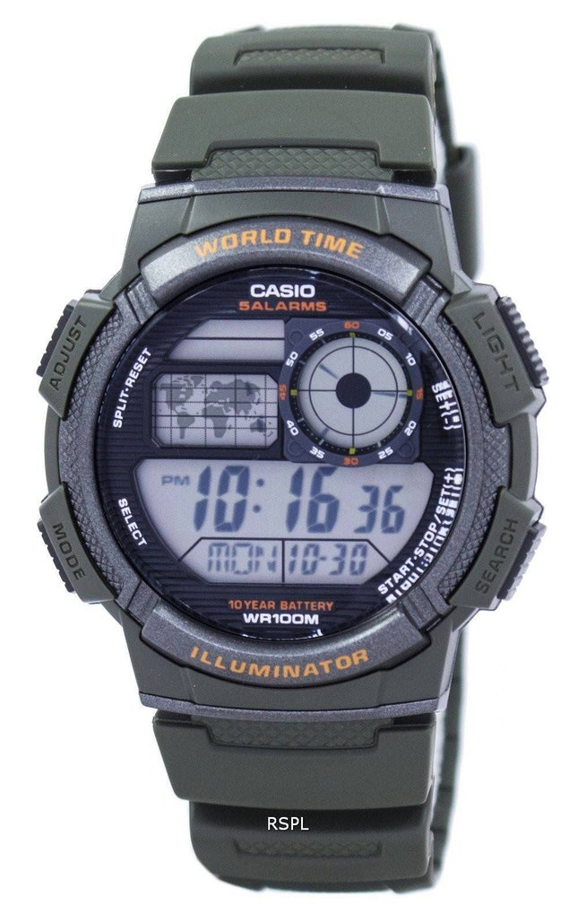 Casio Illuminator verden tid Alarm Digital AE-1000W-3AV Herreur