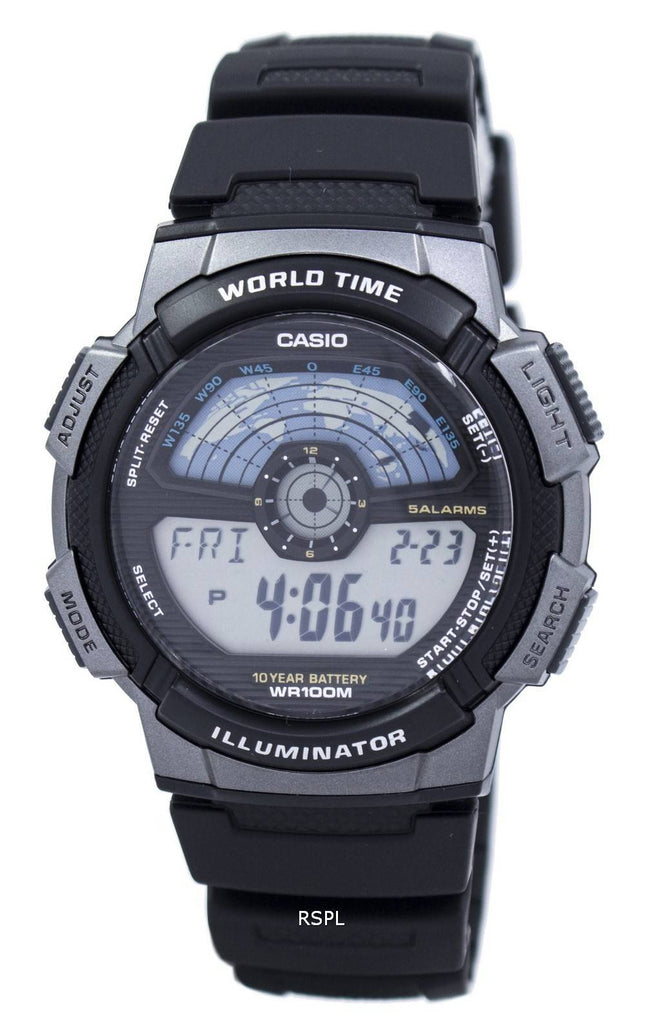 Casio ungdom Digital Illuminator verden tid AE-1100W-1AV Herreur
