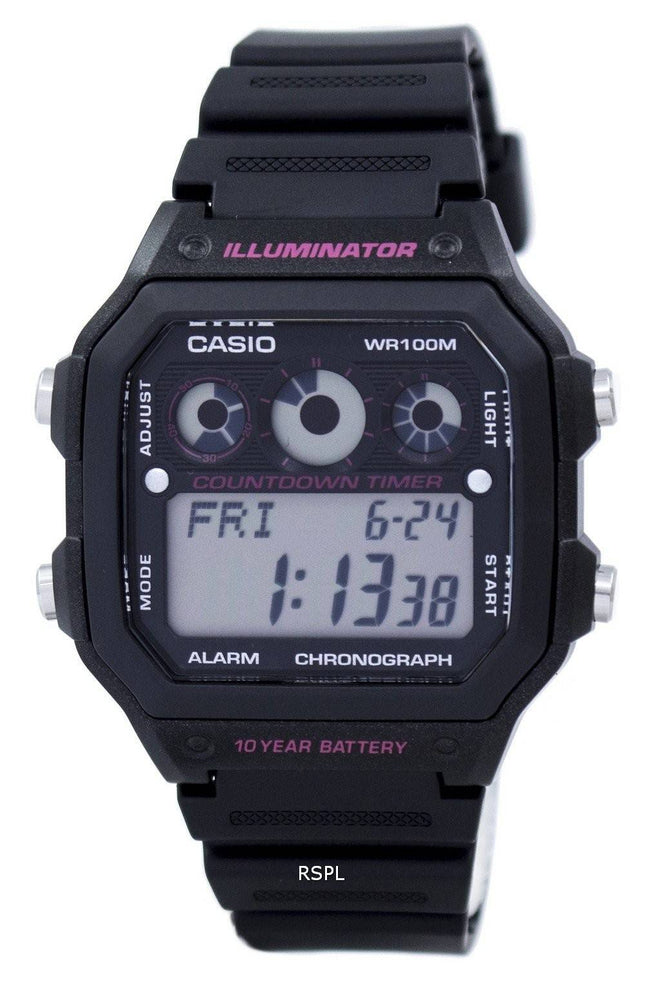 Casio Illuminator Chronograph Alarm Digital AE-1300WH-1A2V Herreur