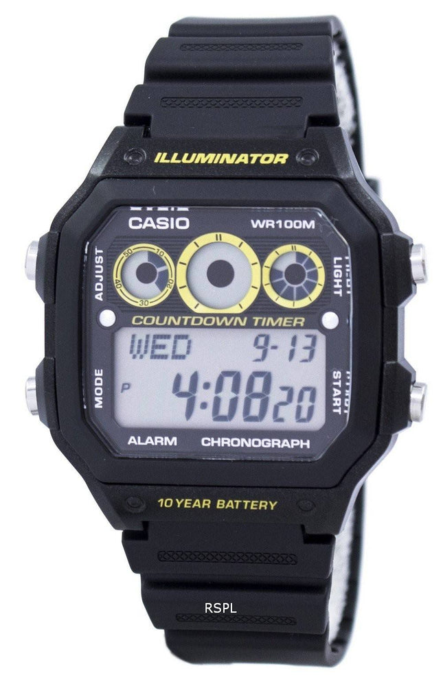 Casio ungdom serie Illuminator Chronograph Alarm AE-1300WH-1AV Herreur