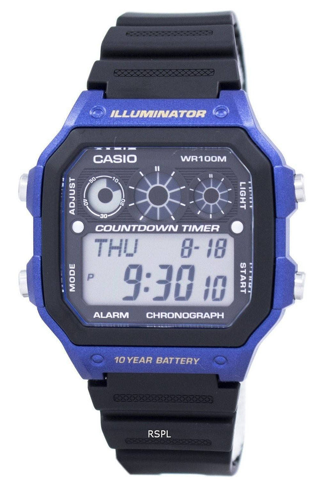 Casio ungdom serie Illuminator Chronograph Alarm AE-1300WH-2AV Herreur