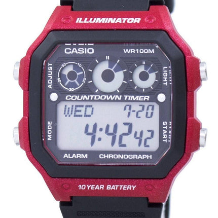 Casio ungdom serie Illuminator Chronograph Alarm AE-1300WH-4AV Herreur