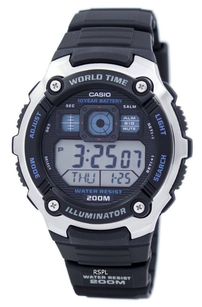 Casio ungdom Illuminator verden tid Alarm AE-2000W-1AV AE2000W-1AV Herreur