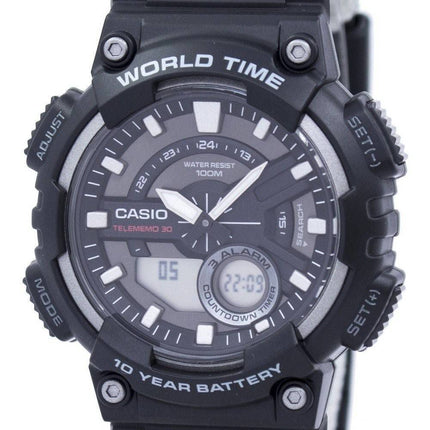 Casio Telememo 30 verden tid Alarm Analog Digital AEQ-110W-1AV Herreur