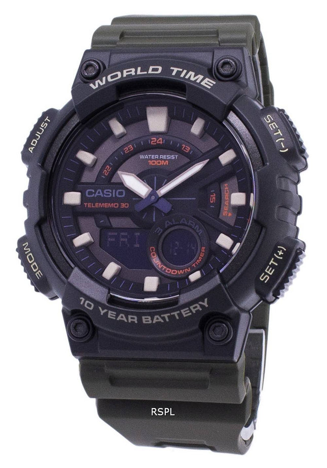 Casio ungdom kombination AEQ-110W-3AV sport digitalt Herreur