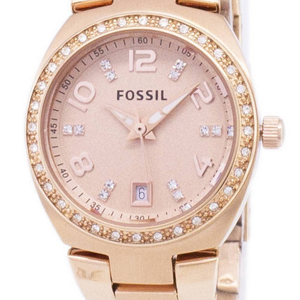 Fossile Serena Crystals Rose guld-Tone rustfrit stål AM4508 kvinders ur