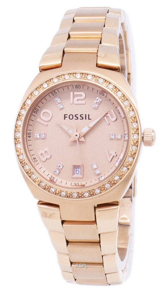 Fossile Serena Crystals Rose guld-Tone rustfrit stål AM4508 kvinders ur