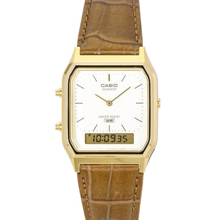 Casio Vintage Analog Digital Læderrem Guld Skive Quartz AQ-230EGL-9A Unisex Ur