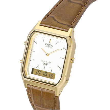 Casio Vintage Analog Digital Læderrem Guld Skive Quartz AQ-230EGL-9A Unisex Ur