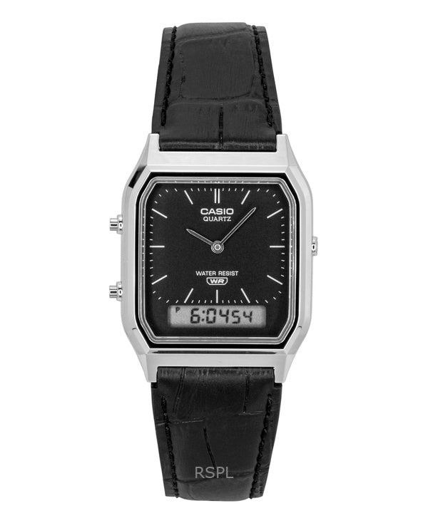 Casio Vintage Analog Digital Læderrem Sort Skive Quartz AQ-230EL-1A Unisex Ur
