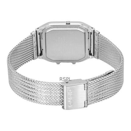 Casio Vintage Analog Digital Rustfrit Stål Mesh Armbånd Sølv Skive Quartz AQ-230EM-7A Unisex Ur