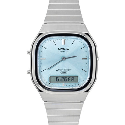 Casio Vintage Analog Digital Rustfrit Stål Lyseblå Skive Quartz AQ-240E-2A Unisex Ur