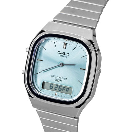 Casio Vintage Analog Digital Rustfrit Stål Lyseblå Skive Quartz AQ-240E-2A Unisex Ur