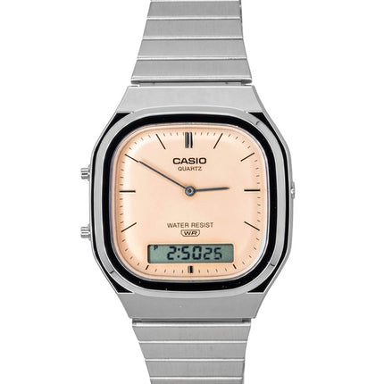 Casio Vintage Analog Digital Orange Skive Rustfrit Stål Quartz AQ-240E-4A Unisex Ur