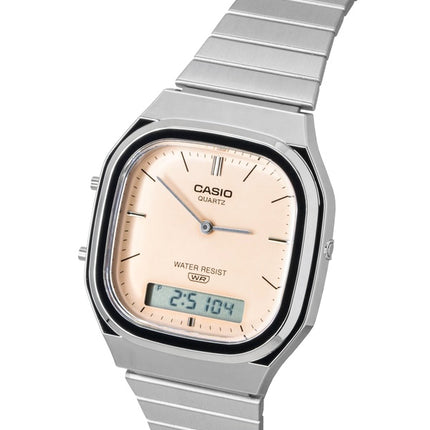 Casio Vintage Analog Digital Orange Skive Rustfrit Stål Quartz AQ-240E-4A Unisex Ur