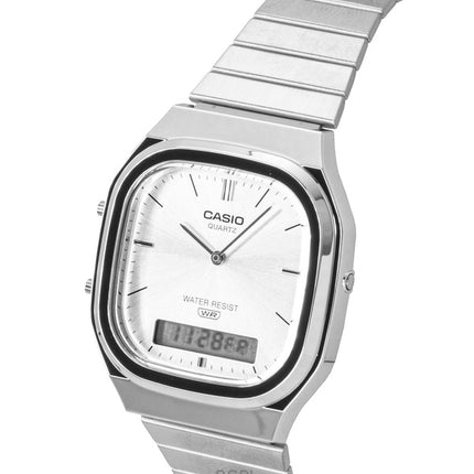 Casio Vintage Analog Digital Rustfrit Stål Sølv Skive Quartz AQ-240E-7A Unisex Ur