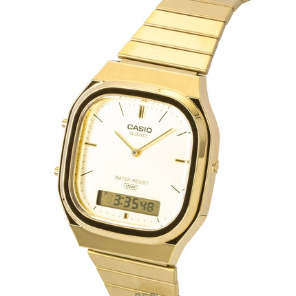 Casio Vintage Analog Digital Guldtonet Rustfrit Stål Guld Skive Quartz AQ-240EG-9A Unisex Ur