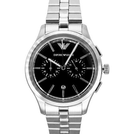 Emporio Armani kronograf rustfrit stål sort urskive kvarts AR11691 herreur