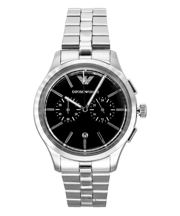 Emporio Armani kronograf rustfrit stål sort urskive kvarts AR11691 herreur