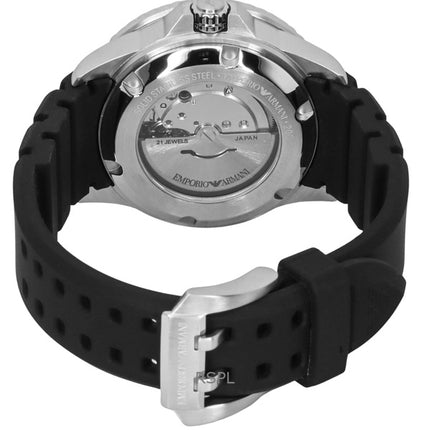Emporio Armani Sea Explorer silikone rem sort urskive automatisk dykkerur AR60078 200M herreur