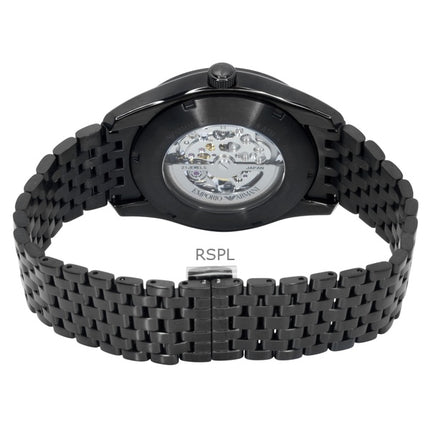 Emporio Armani rustfrit stål sort skelet urskive automatisk AR60093 herreur