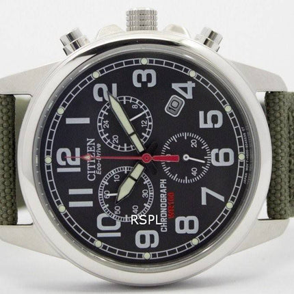 Citizen Eco-Drive Chronograph grøn lærred bæltet 100M AT0200-05E Herreur