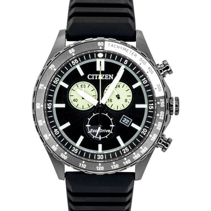 Citizen Eco-Drive kronograf silikonerem sort urskive solcelle AT2565-05E 100M herreur