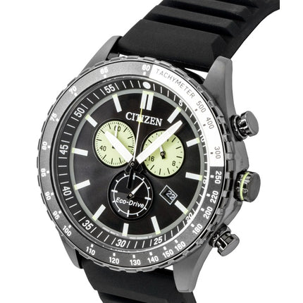 Citizen Eco-Drive kronograf silikonerem sort urskive solcelle AT2565-05E 100M herreur
