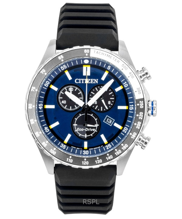 Citizen Eco-Drive Chronograph Silikonerem Blå Skive AT2569-04L 100M Herreur