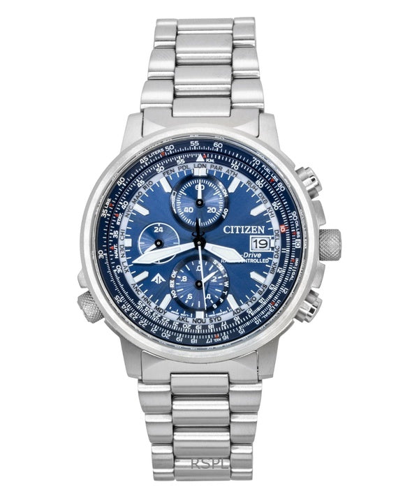 Citizen Promaster Sky Eco-Drive Chronograph Rustfrit Stål Blå Skive Dykkerur AT8300-58L 200M Herreur