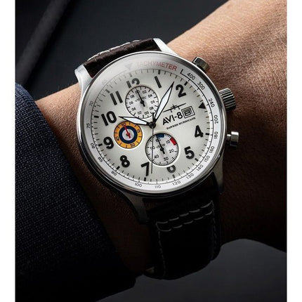 AVI-8 Hawker Hurricane Classic Chronograph Classic White Dial Quartz AV-4011-01 herreur