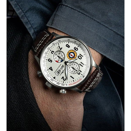 AVI-8 Hawker Hurricane Classic Chronograph Classic White Dial Quartz AV-4011-01 herreur