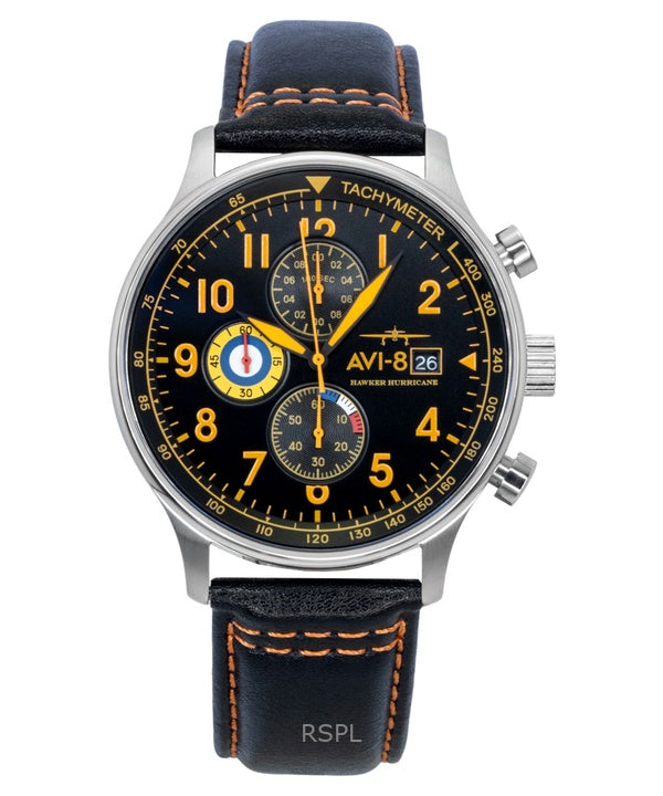 AVI-8 Hawker Hurricane Classic Chronograph Læderrem Sort Skive Quartz AV-4011-0Y Herreur