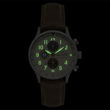 AVI-8 Hawker Hurricane Classic Chronograph Khaki Dial Quartz AV-4011-1B Herreur med ekstra rem