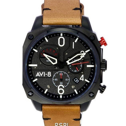 AVI-8 Hawker Hunter Charcoal Ember Brown Retrograd Chronograph Quartz AV-4052-02 Herreur