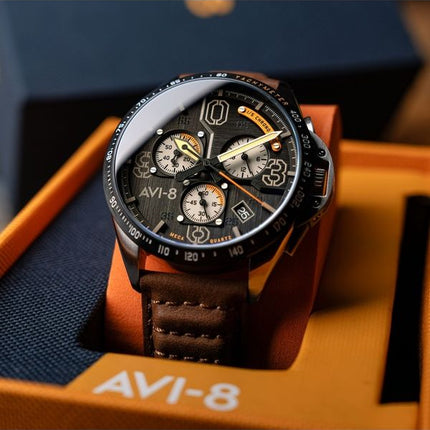 AVI-8 P-51 Mustang Blakeslee Chronograph Imperial War Museums Edition Lambeth Black Dial Quartz AV-4077-07 herreur