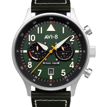 AVI-8 Hawker Hurricane Carey Dual Time Merville Green Dial Quartz AV-4088-02 herreur