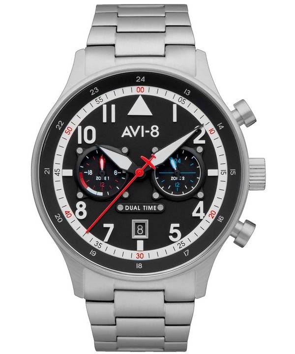 AVI-8 Hawker Hurricane Carey Dual Time Rangoon Black Dial Quartz AV-4088-11 herreur